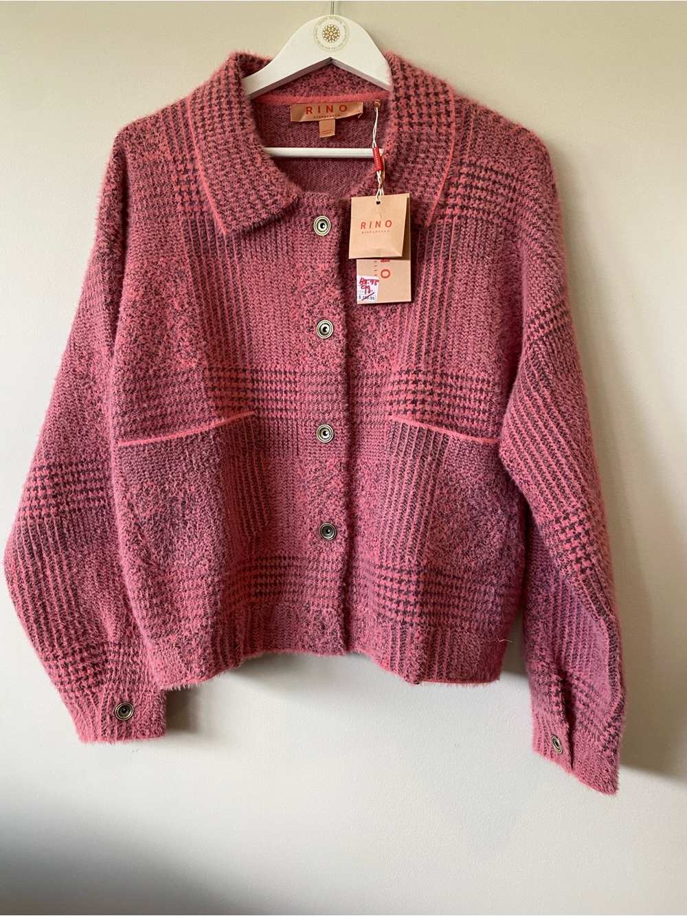 Pink Textured Button-Up Cardigan - Picture 2 of 6